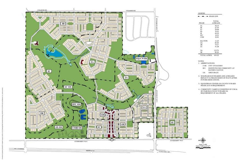 A map of the area with lots of trees.