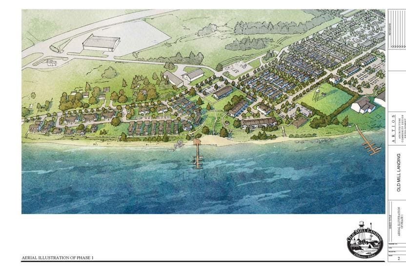 A drawing of the shoreline and beach area.