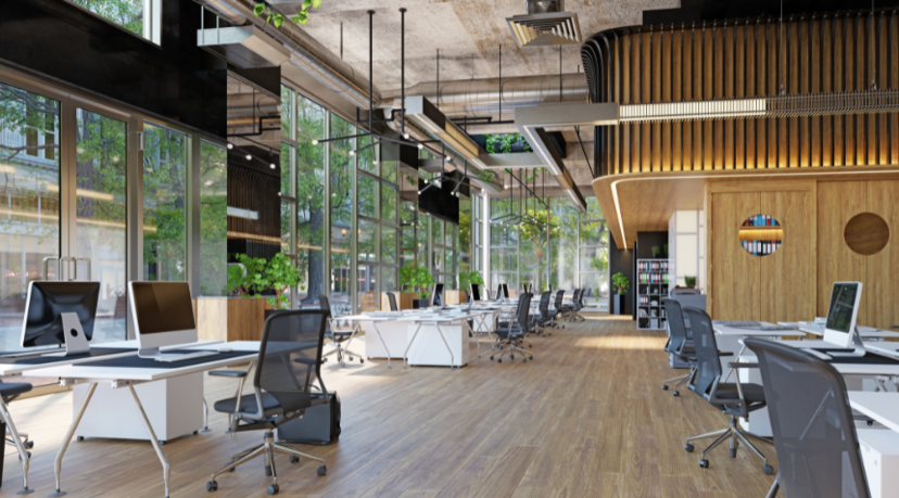 A large open room with many chairs and tables.